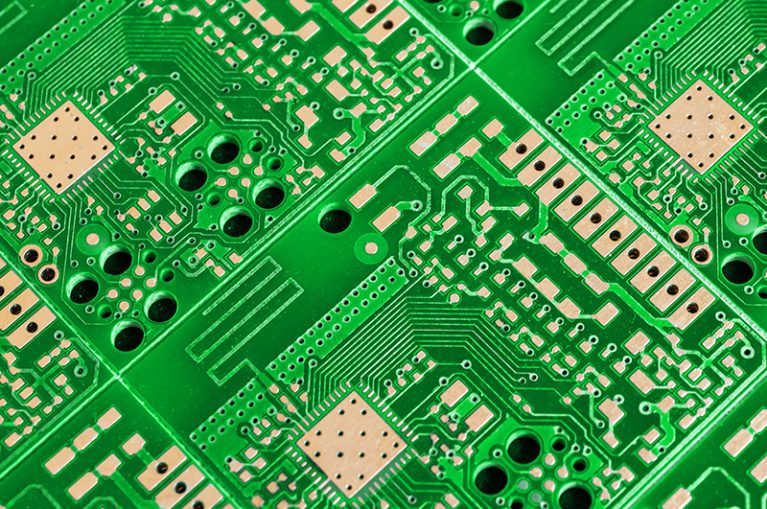 green printed circuit board. background or texture