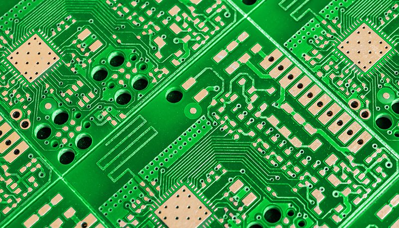 green printed circuit board. background or texture